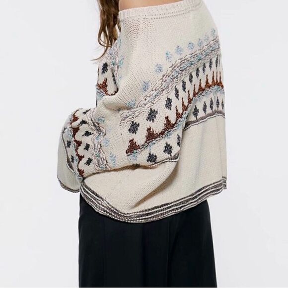 ZARA Jacquard Sweater Made with Italian Yarn size medium - Picture 9 of 10